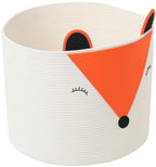 18x15 Inch Fox Basket, Open Cotton Rope Animal Storage Bin for Kids Bedroom Playroom, Cute Woven Laundry Basket, Orange