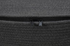 22x14x18 Inch Extra Large Rectangular Cotton Rope Basket with Zipper Lid, Decorative Blanket Storage Chest for Living Room Bedroom, Dark Grey