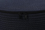 16"x20" Extra Large Cotton Rope Basket with Zipper Lid, Woven Laundry Hamper and Blanket Storage Basket, Round Clothes Bin for Living Room Bedroom, Navy Blue