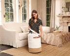 16"x20" Extra Large Cotton Rope Basket with Zipper Lid, Woven Laundry Hamper and Blanket Storage Basket, Round Clothes Bin for Living Room Bedroom, Cream & Camel