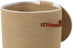 16"x20" Extra Large Cotton Rope Basket with Zipper Lid, Woven Laundry Hamper and Blanket Storage Basket, Round Clothes Bin for Living Room Bedroom, Beige