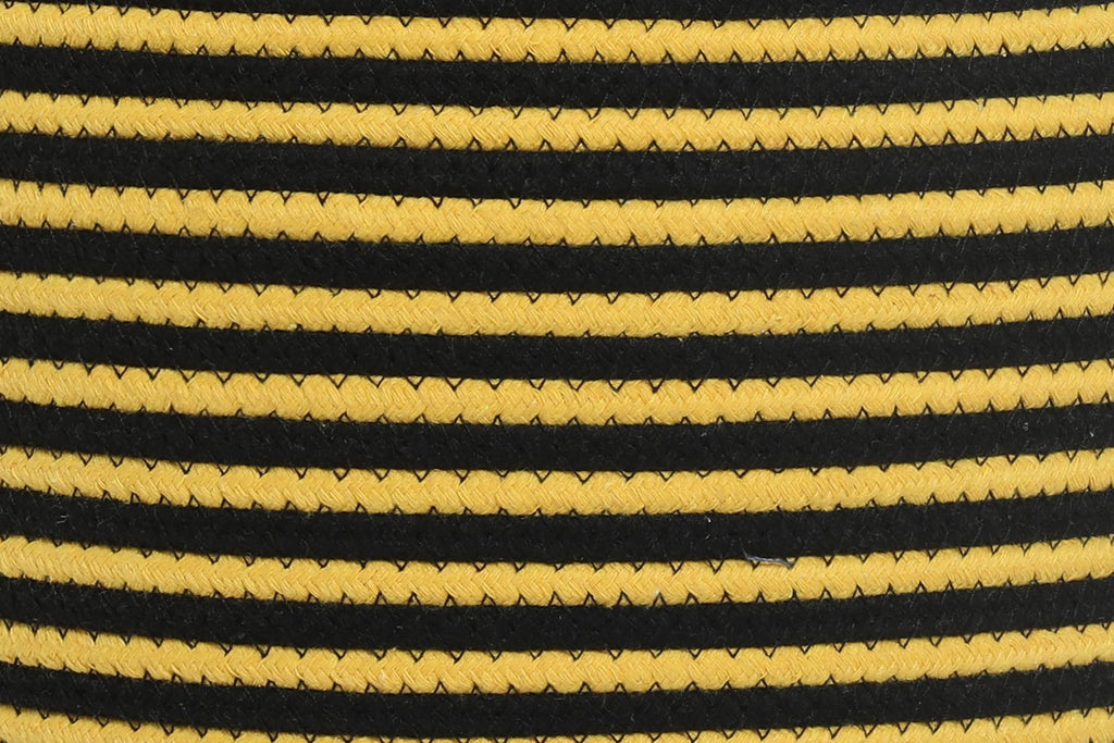 12x18 Inch Bee Basket with Lid, Handcrafted Cotton Rope Animal Storage Bin, Striped Bumble Bee Decor for Kids Bedroom Playroom, Yellow