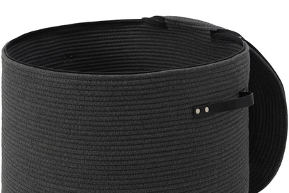 20x15 Inch Extra Large Round Cotton Rope Basket with Zipper Lid, Decorative Woven Storage Bin for Living Room Bedroom Closet, Dark Grey