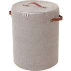 16"x20" Extra Large Cotton Rope Basket with Zipper Lid, Woven Laundry Hamper and Blanket Storage Basket, Round Clothes Bin for Living Room Bedroom, Camel & White Mix