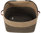 22x14x18 Inch Extra Large Rectangular Cotton Rope Basket with Zipper Lid, Decorative Blanket Storage Chest for Living Room Bedroom, Jute & Black Mix