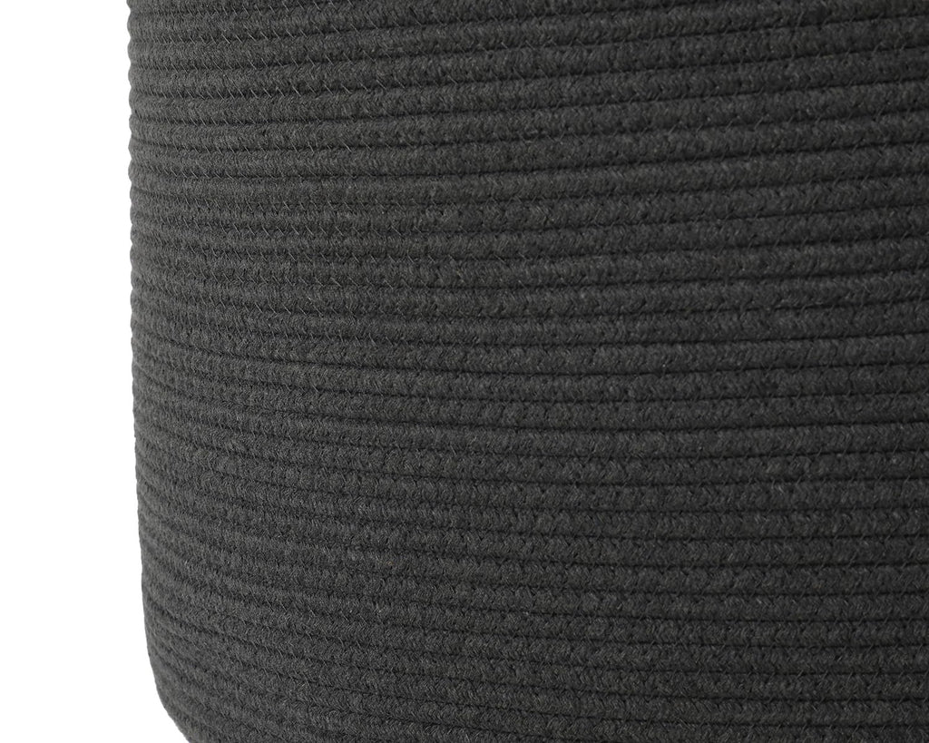 20x15 Inch Extra Large Round Cotton Rope Basket with Zipper Lid, Decorative Woven Storage Bin for Living Room Bedroom Closet, Dark Grey