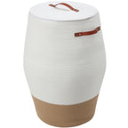 26"x20" Extra Large Tall Woven Laundry Basket with Lid, Cotton Rope Blanket Storage Basket, Freestanding Decorative Bin for Bedroom Living Room, Cream & Camel