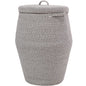 26"x20" Handcrafted Tall Cotton Rope Basket with Lid, Stylish Flagon Shape with Cover, Clothes Hamper with Top, for Bedroom and Living Room, Light Beige Coffee Mix