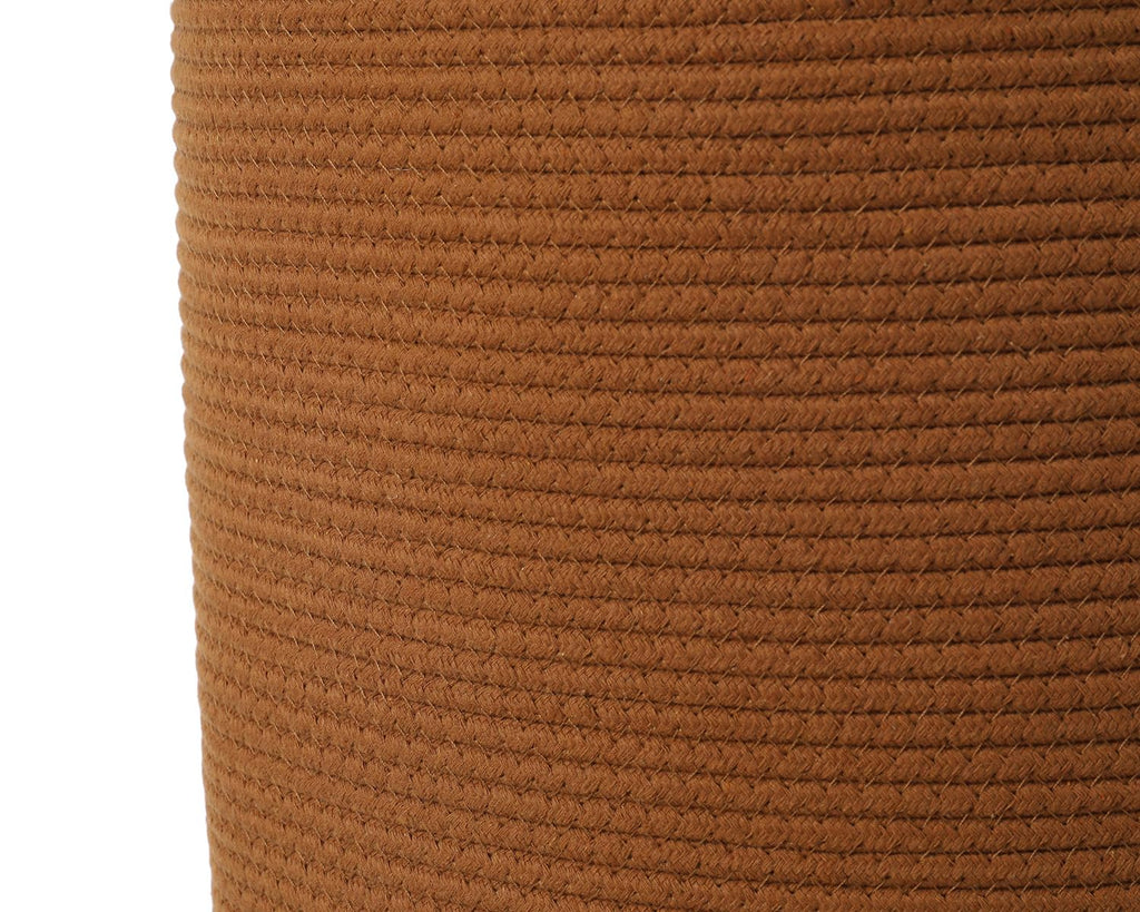 16"x20" Extra Large Cotton Rope Basket with Zipper Lid, Woven Laundry Hamper and Blanket Storage Basket, Round Clothes Bin for Living Room Bedroom, Rust Brown