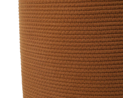 16"x20" Extra Large Cotton Rope Basket with Zipper Lid, Woven Laundry Hamper and Blanket Storage Basket, Round Clothes Bin for Living Room Bedroom, Rust Brown