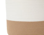16"x20" Extra Large Cotton Rope Basket with Zipper Lid, Woven Laundry Hamper and Blanket Storage Basket, Round Clothes Bin for Living Room Bedroom, Cream & Camel