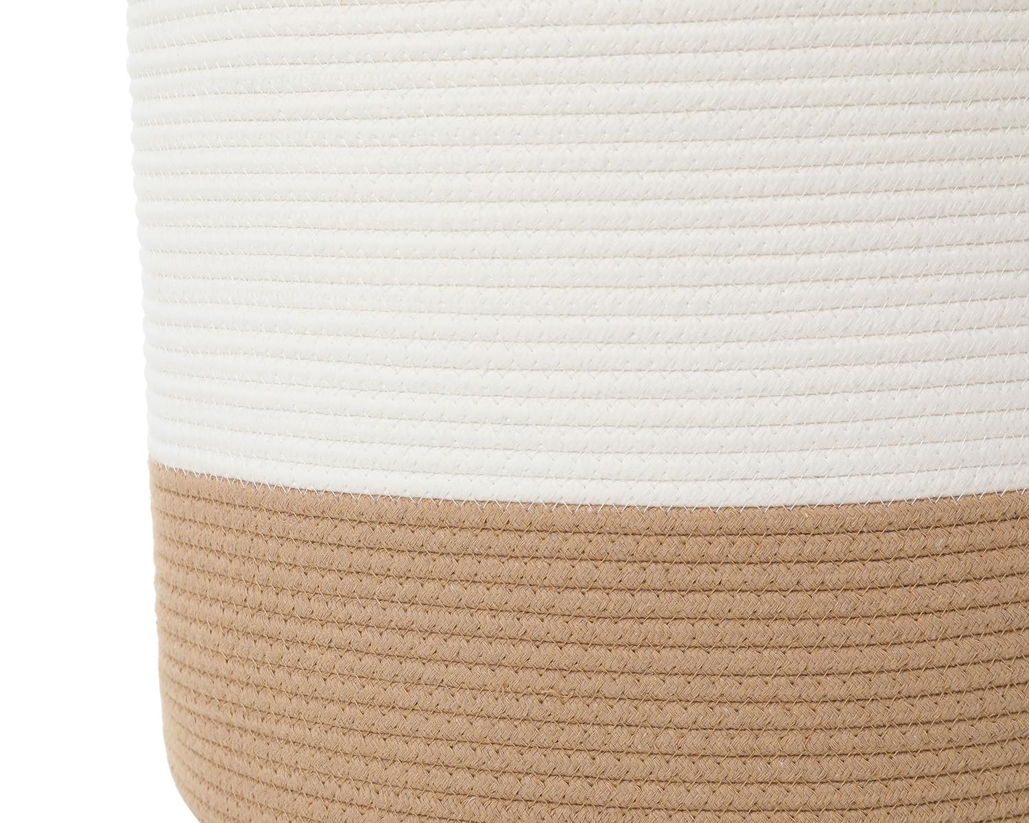 16"x20" Extra Large Cotton Rope Basket with Zipper Lid, Woven Laundry Hamper and Blanket Storage Basket, Round Clothes Bin for Living Room Bedroom, Cream & Camel