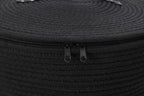 16"x20" Extra Large Cotton Rope Basket with Zipper Lid, Woven Laundry Hamper and Blanket Storage Basket, Round Clothes Bin for Living Room Bedroom, Black