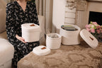 Set of 3 Nesting Woven Storage Baskets with Lids, Cotton Rope Decorative Basket Set for Shelf Closet Living Room Organizing, Square Off White