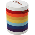 16"x20" Extra Large Cotton Rope Basket with Zipper Lid, Woven Laundry Hamper and Blanket Storage Basket, Round Clothes Bin for Living Room Bedroom, Rainbow & White