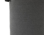16"x20" Extra Large Cotton Rope Basket with Zipper Lid, Woven Laundry Hamper and Blanket Storage Basket, Round Clothes Bin for Living Room Bedroom, Dark Grey