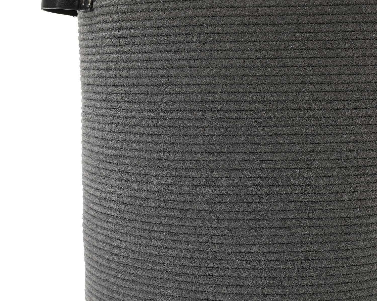 16"x20" Extra Large Cotton Rope Basket with Zipper Lid, Woven Laundry Hamper and Blanket Storage Basket, Round Clothes Bin for Living Room Bedroom, Dark Grey