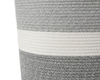 16"x20" Extra Large Cotton Rope Basket with Zipper Lid, Woven Laundry Hamper and Blanket Storage Basket, Round Clothes Bin for Living Room Bedroom, Dual Grey