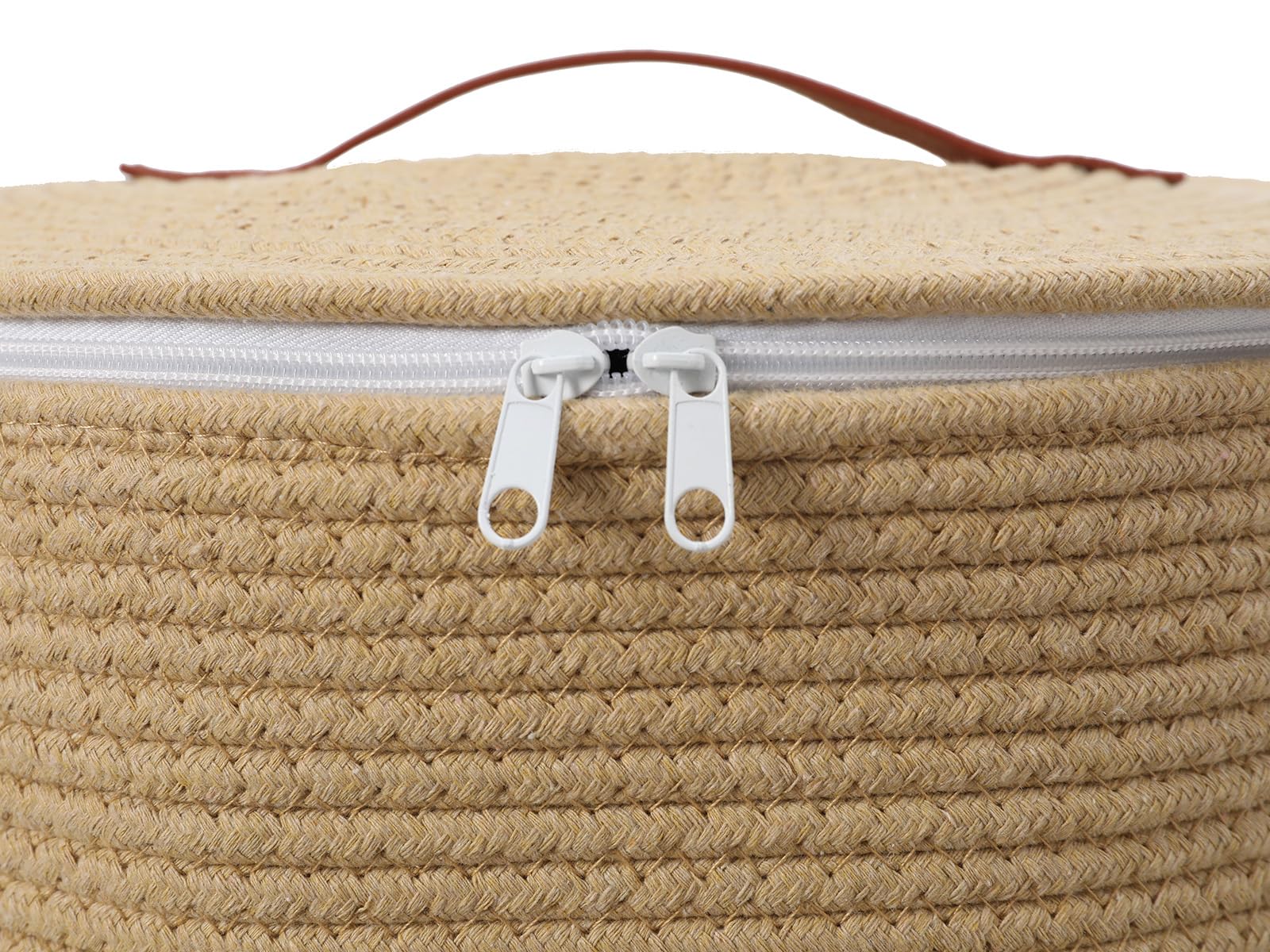 16"x20" Extra Large Cotton Rope Basket with Zipper Lid, Woven Laundry Hamper and Blanket Storage Basket, Round Clothes Bin for Living Room Bedroom, Beige
