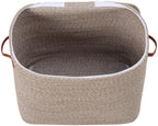 22x14x18 Inch Extra Large Rectangular Cotton Rope Basket with Zipper Lid, Decorative Blanket Storage Chest for Living Room Bedroom, Camel & White Mix