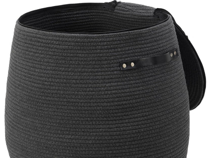 26"x20" Extra Large Tall Woven Laundry Basket with Lid, Cotton Rope Blanket Storage Basket, Freestanding Decorative Bin for Bedroom Living Room, Dark Grey