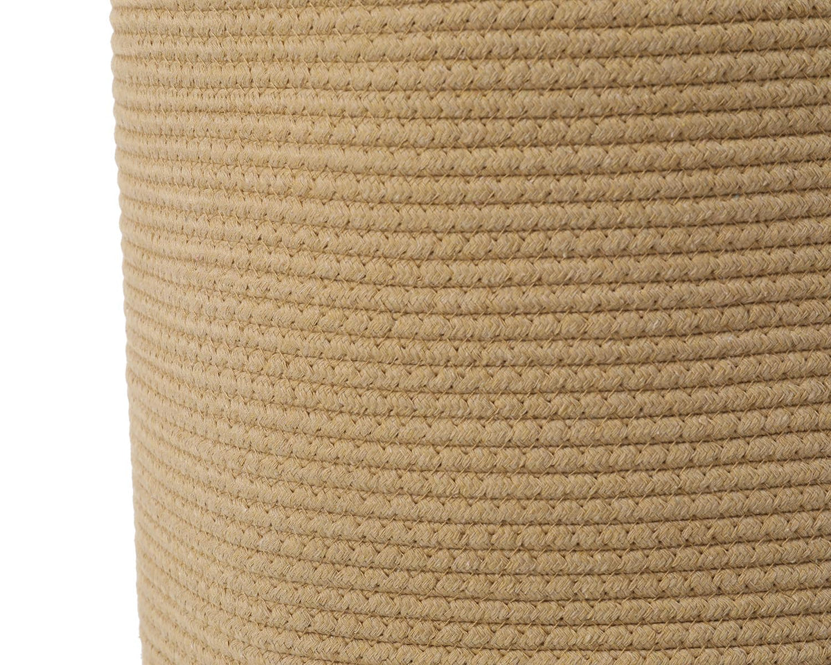 16"x20" Extra Large Cotton Rope Basket with Zipper Lid, Woven Laundry Hamper and Blanket Storage Basket, Round Clothes Bin for Living Room Bedroom, Beige