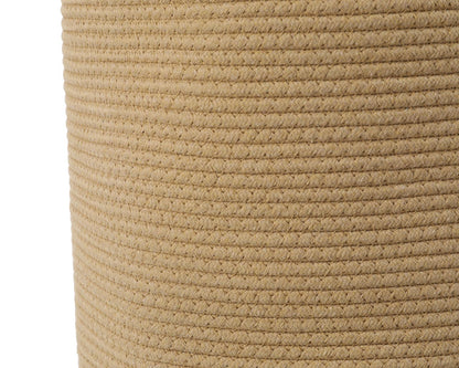 16"x20" Extra Large Cotton Rope Basket with Zipper Lid, Woven Laundry Hamper and Blanket Storage Basket, Round Clothes Bin for Living Room Bedroom, Beige