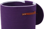 16"x20" Extra Large Cotton Rope Basket with Zipper Lid, Woven Laundry Hamper and Blanket Storage Basket, Round Clothes Bin for Living Room Bedroom, Purple