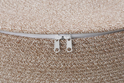 20x15 Inch Extra Large Round Cotton Rope Basket with Zipper Lid, Decorative Woven Storage Bin for Living Room Bedroom Closet, Camel & White Mix