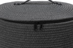 26"x20" Extra Large Tall Woven Laundry Basket with Lid, Cotton Rope Blanket Storage Basket, Freestanding Decorative Bin for Bedroom Living Room, Dark Grey