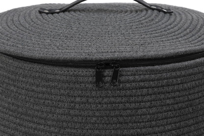 26"x20" Extra Large Tall Woven Laundry Basket with Lid, Cotton Rope Blanket Storage Basket, Freestanding Decorative Bin for Bedroom Living Room, Dark Grey