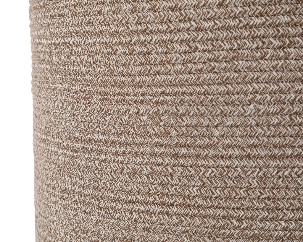 20x15 Inch Extra Large Round Cotton Rope Basket with Zipper Lid, Decorative Woven Storage Bin for Living Room Bedroom Closet, Camel & White Mix