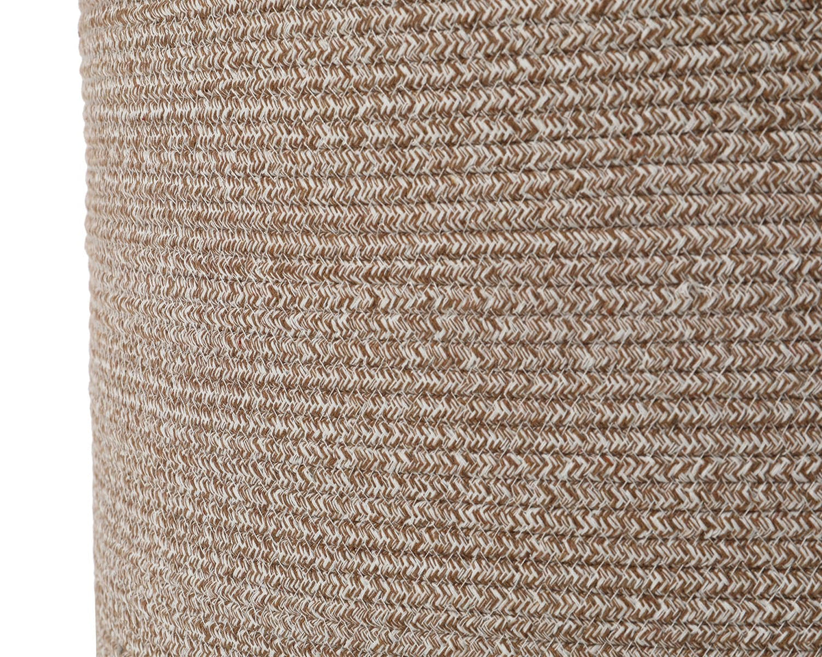 20x15 Inch Extra Large Round Cotton Rope Basket with Zipper Lid, Decorative Woven Storage Bin for Living Room Bedroom Closet, Camel & White Mix