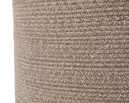 20x15 Inch Extra Large Round Cotton Rope Basket with Zipper Lid, Decorative Woven Storage Bin for Living Room Bedroom Closet, Camel & White Mix