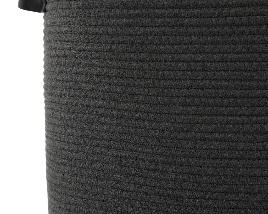 22x14x18 Inch Extra Large Rectangular Cotton Rope Basket with Zipper Lid, Decorative Blanket Storage Chest for Living Room Bedroom, Dark Grey