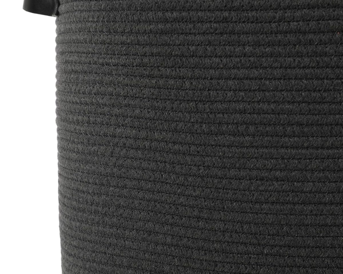 22x14x18 Inch Extra Large Rectangular Cotton Rope Basket with Zipper Lid, Decorative Blanket Storage Chest for Living Room Bedroom, Dark Grey