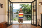 16"x20" Extra Large Cotton Rope Basket with Zipper Lid, Woven Laundry Hamper and Blanket Storage Basket, Round Clothes Bin for Living Room Bedroom, Rainbow & White