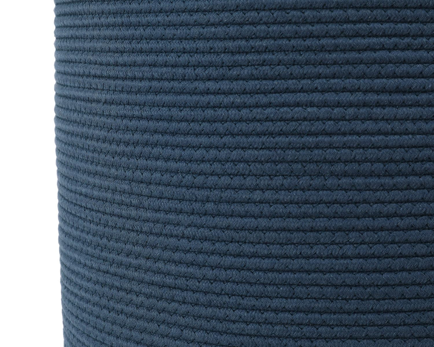 16"x20" Extra Large Cotton Rope Basket with Zipper Lid, Woven Laundry Hamper and Blanket Storage Basket, Round Clothes Bin for Living Room Bedroom, Denim Blue