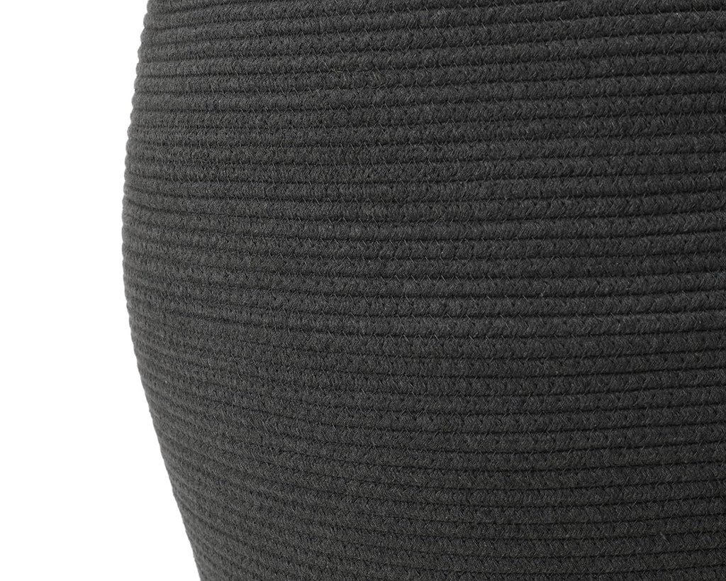 26"x20" Extra Large Tall Woven Laundry Basket with Lid, Cotton Rope Blanket Storage Basket, Freestanding Decorative Bin for Bedroom Living Room, Dark Grey