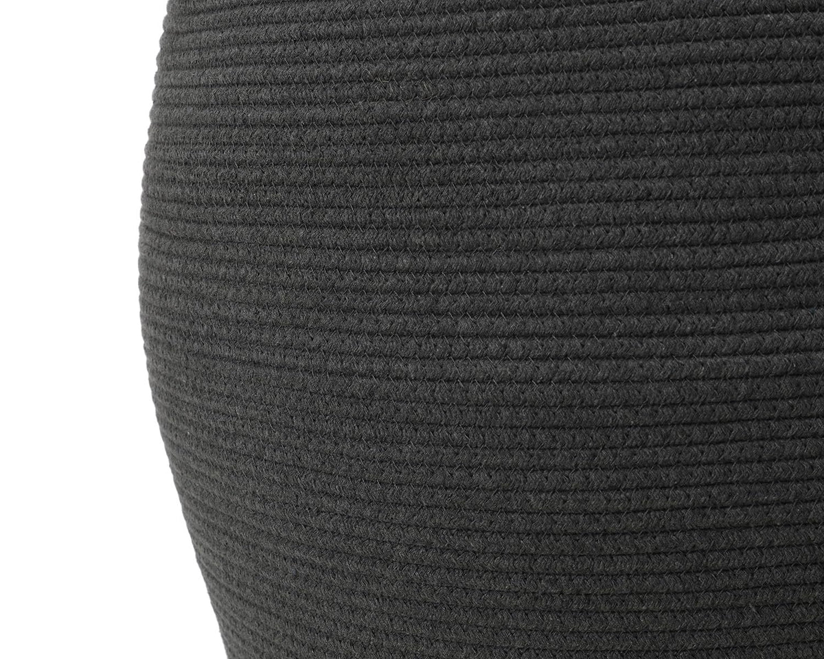 26"x20" Extra Large Tall Woven Laundry Basket with Lid, Cotton Rope Blanket Storage Basket, Freestanding Decorative Bin for Bedroom Living Room, Dark Grey