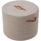 20x15 Inch Extra Large Round Cotton Rope Basket with Zipper Lid, Decorative Woven Storage Bin for Living Room Bedroom Closet, Camel & White Mix