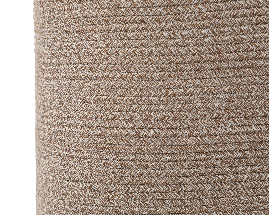 22x14x18 Inch Extra Large Rectangular Cotton Rope Basket with Zipper Lid, Decorative Blanket Storage Chest for Living Room Bedroom, Camel & White Mix