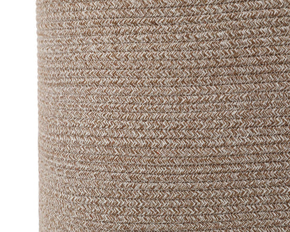 22x14x18 Inch Extra Large Rectangular Cotton Rope Basket with Zipper Lid, Decorative Blanket Storage Chest for Living Room Bedroom, Camel & White Mix