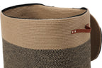 22x14x18 Inch Extra Large Rectangular Cotton Rope Basket with Zipper Lid, Decorative Blanket Storage Chest for Living Room Bedroom, Jute & Black Mix