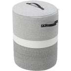 16"x20" Extra Large Cotton Rope Basket with Zipper Lid, Woven Laundry Hamper and Blanket Storage Basket, Round Clothes Bin for Living Room Bedroom, Dual Grey