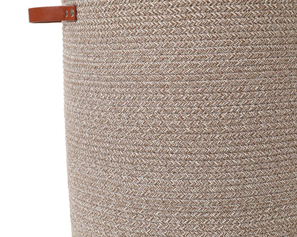 16"x20" Extra Large Cotton Rope Basket with Zipper Lid, Woven Laundry Hamper and Blanket Storage Basket, Round Clothes Bin for Living Room Bedroom, Camel & White Mix