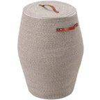 26"x20" Extra Large Tall Woven Laundry Basket with Lid, Cotton Rope Blanket Storage Basket, Freestanding Decorative Bin for Bedroom Living Room, Camel & White Mix