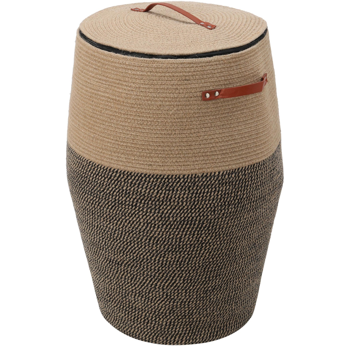 26"x20" Extra Large Tall Woven Laundry Basket with Lid, Cotton Rope Blanket Storage Basket, Freestanding Decorative Bin for Bedroom Living Room, Natural Jute