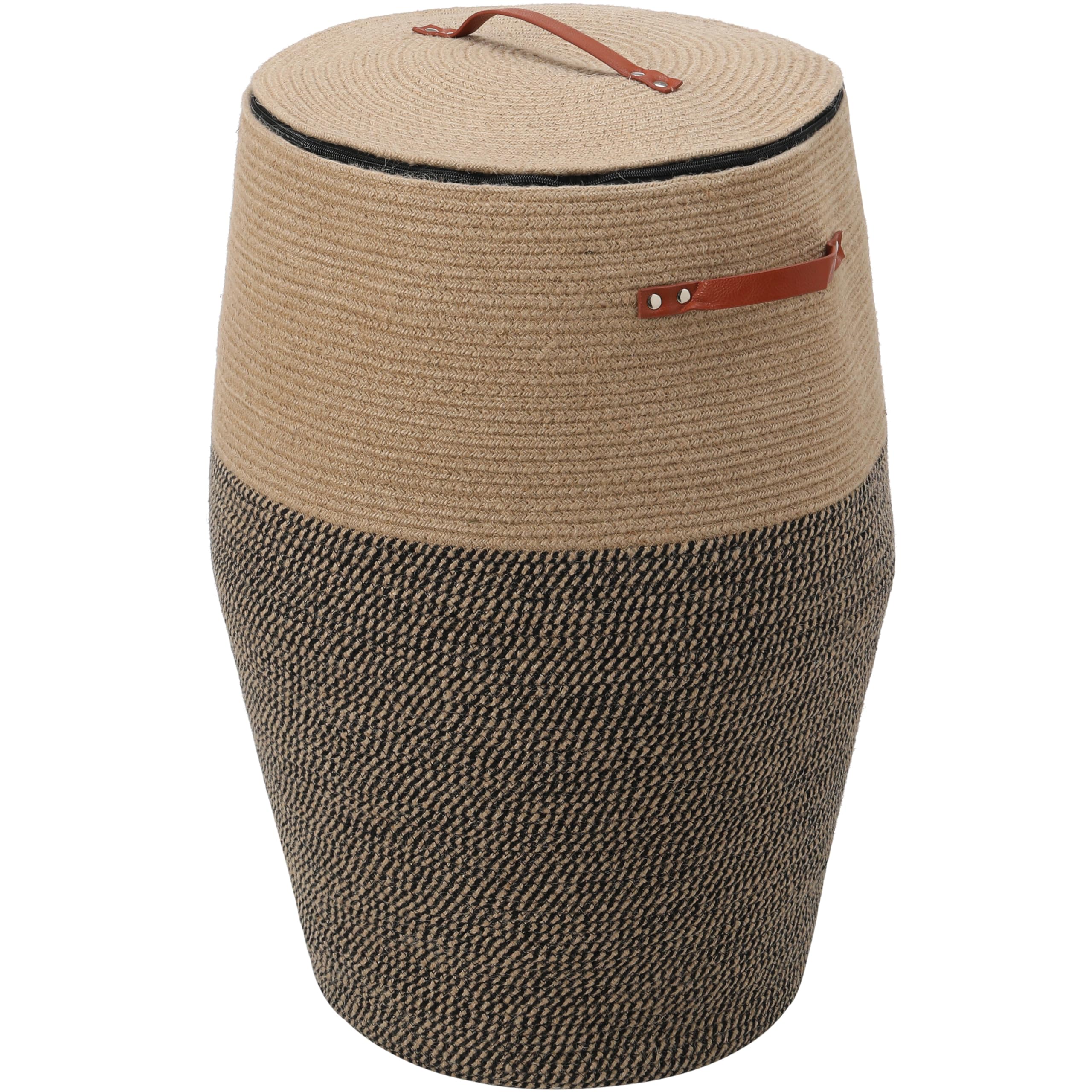 26"x20" Extra Large Tall Woven Laundry Basket with Lid, Cotton Rope Blanket Storage Basket, Freestanding Decorative Bin for Bedroom Living Room, Natural Jute
