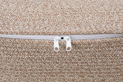 22x14x18 Inch Extra Large Rectangular Cotton Rope Basket with Zipper Lid, Decorative Blanket Storage Chest for Living Room Bedroom, Camel & White Mix